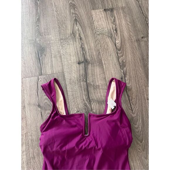 Shade & Shore WOMEN’S CAP SLEEVE ONE PIECE SWIMSUIT, PURPLE size Large - Picture 4 of 11